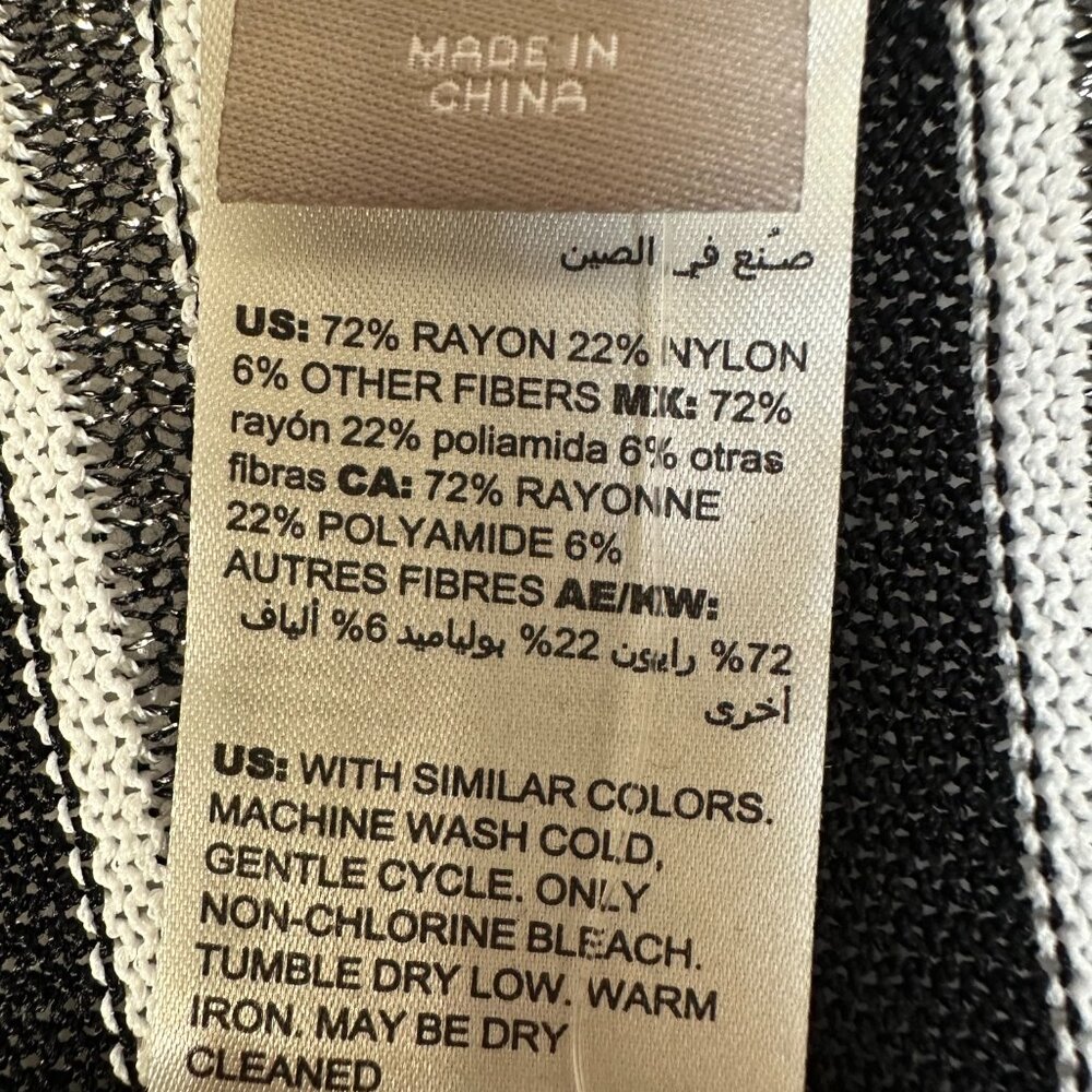 Chico's Traveler’s Sz 3 Womens XL Open‎ Cardigan Black White Silver Stripe NEW - Picture 4 of 5